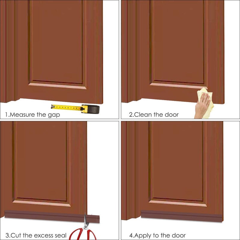 Suptikes 2 Pack Door Draft Stopper Under Door Seal for Exterior/Interior Doors, Door Sweep Strip Under Door Draft Blocker, Soundproof Door Bottom Weather Stripping, 2" W x 39" L, Brown - Image 4
